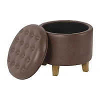 Kinfine Homepop Storage Tufted Lift-Top Ottoman Faux Leather