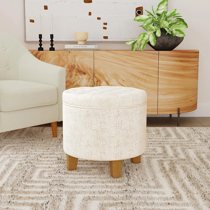 Kinfine Homepop Storage Tufted Lift-Top Ottoman