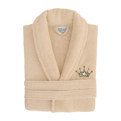 Linum Home Textiles Embroidered Cheetah Crown Terry Bathrobe Unisex Adult Cloth Long Sleeve Length Robe