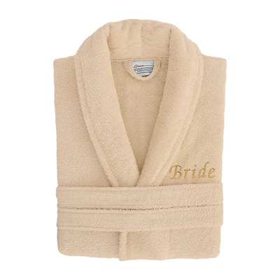 Linum Home Textiles Embroidered Bride Terry Bathrobe Unisex Adult Cloth Long Sleeve Length Robe