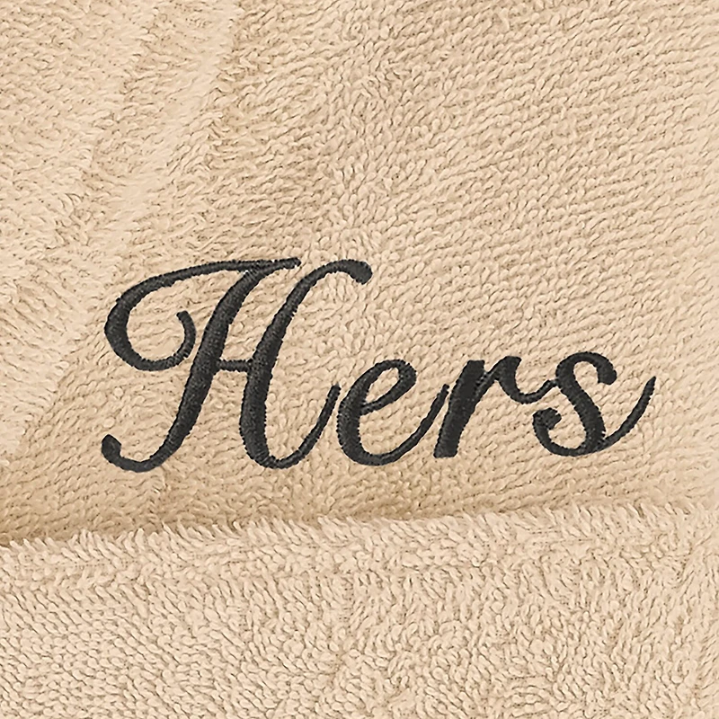 Linum Home Textiles Embroidered Hers Terry Bathrobe Unisex Adult Cloth Long Sleeve Length Robe