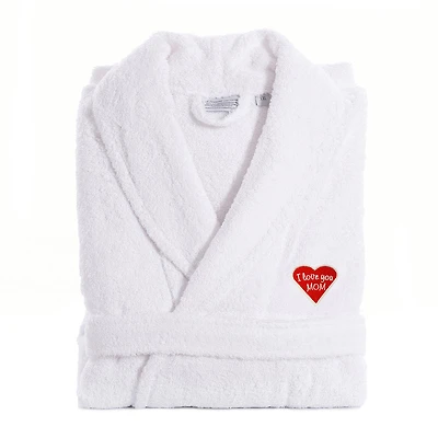 Linum Home Textiles Embroidered I Love You Mom Terry Bathrobe Unisex Adult Cloth Long Sleeve Length Robe