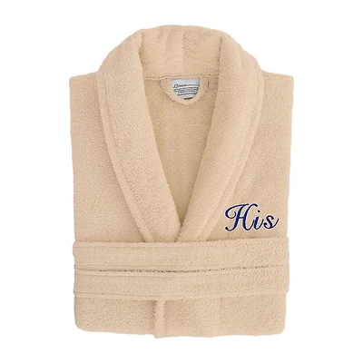 Linum Home Textiles Embroidered His Terry Bathrobe Unisex Adult Cloth Long Sleeve Length Robe