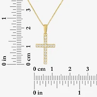 (H-I / I1) Womens 1/6 CT. T.W. Lab Grown White Diamond 10K Gold Cross 18 Inch Pendant Necklace