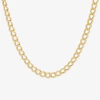 Bonded Brilliance Womens 14K Gold Bonded With Sterling Silver 20 Inch Cuban Chain Necklace