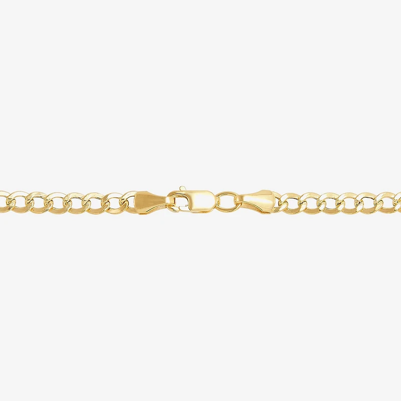 Bonded Brilliance Womens 14K Gold Bonded With Sterling Silver 7.5 Inch Hollow Cuban Chain Bracelet