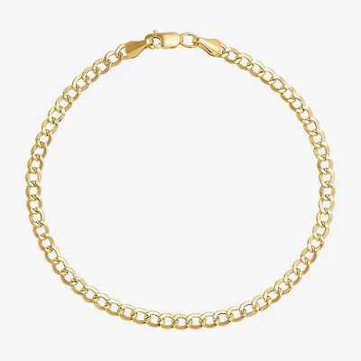 Bonded Brilliance Womens 14K Gold Bonded With Sterling Silver 7.5 Inch Hollow Cuban Chain Bracelet