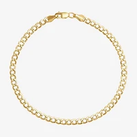 Bonded Brilliance Womens 14K Gold Bonded With Sterling Silver 7.5 Inch Hollow Cuban Chain Bracelet