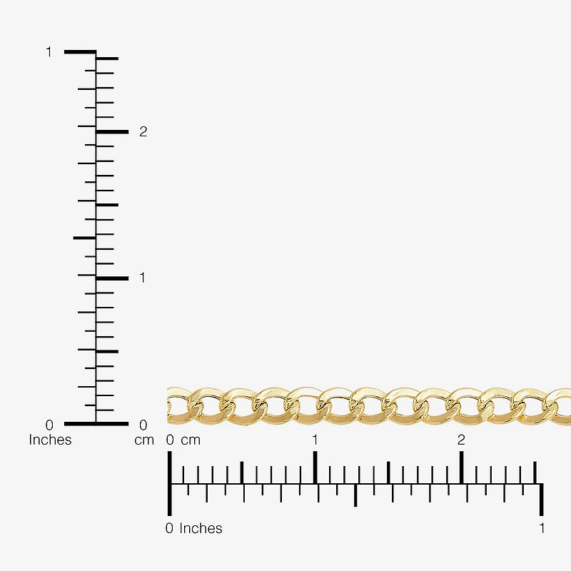 Bonded Brilliance Womens 14K Gold Bonded With Sterling Silver 7.5 Inch Hollow Cuban Chain Bracelet