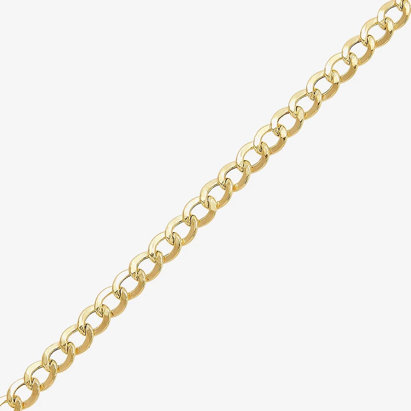Bonded Brilliance Womens 14K Gold Bonded With Sterling Silver 7.5 Inch Hollow Cuban Chain Bracelet