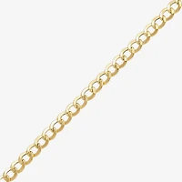 Bonded Brilliance Womens 14K Gold Bonded With Sterling Silver 7.5 Inch Hollow Cuban Chain Bracelet