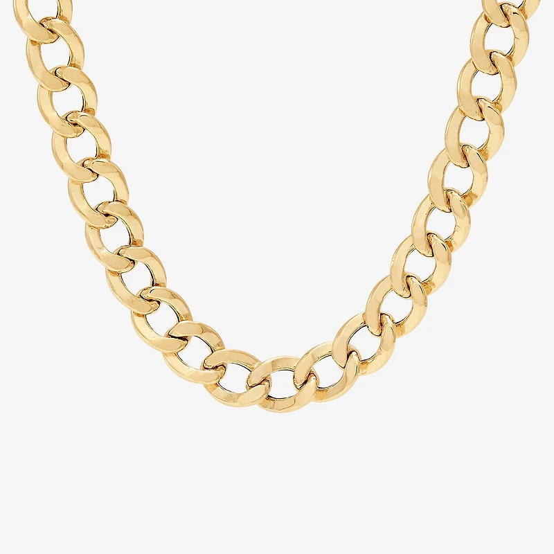 Bonded Brilliance Womens 14K Gold Bonded With Sterling Silver 20 Inch Cuban Chain Necklace