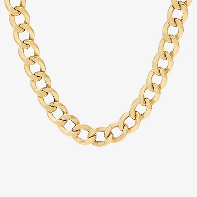 Bonded Brilliance Womens 14K Gold Bonded With Sterling Silver 20 Inch Cuban Chain Necklace