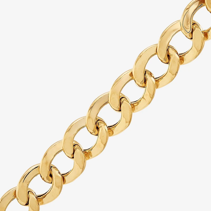Bonded Brilliance Womens 14K Gold Bonded With Sterling Silver 20 Inch Cuban Chain Necklace