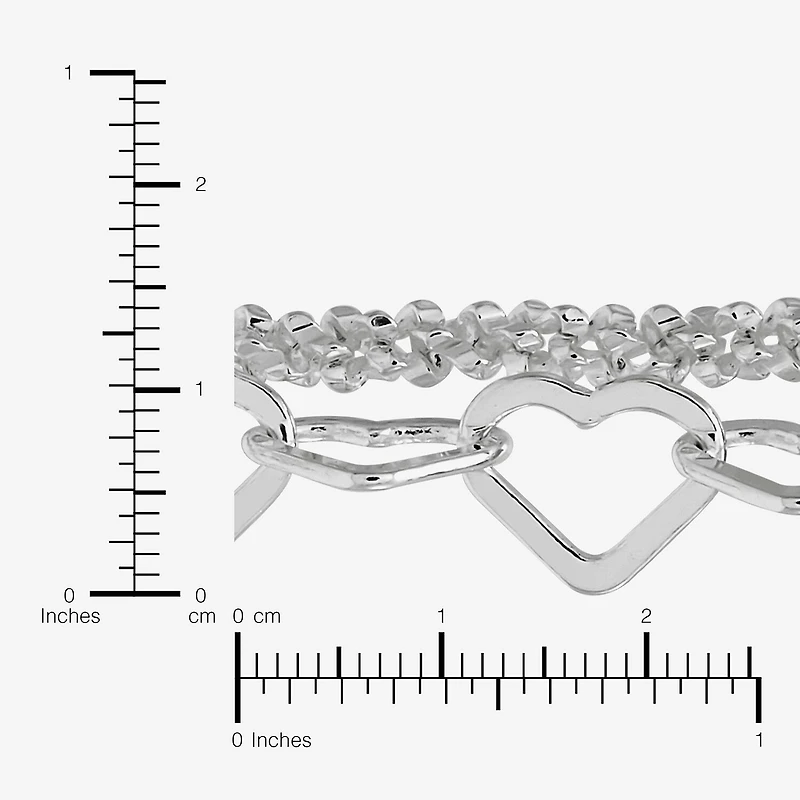 Made in Italy Womens Sterling Silver 10 Inch Solid Link Ankle Bracelet