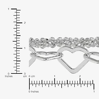 Made in Italy Womens Sterling Silver 10 Inch Solid Link Ankle Bracelet