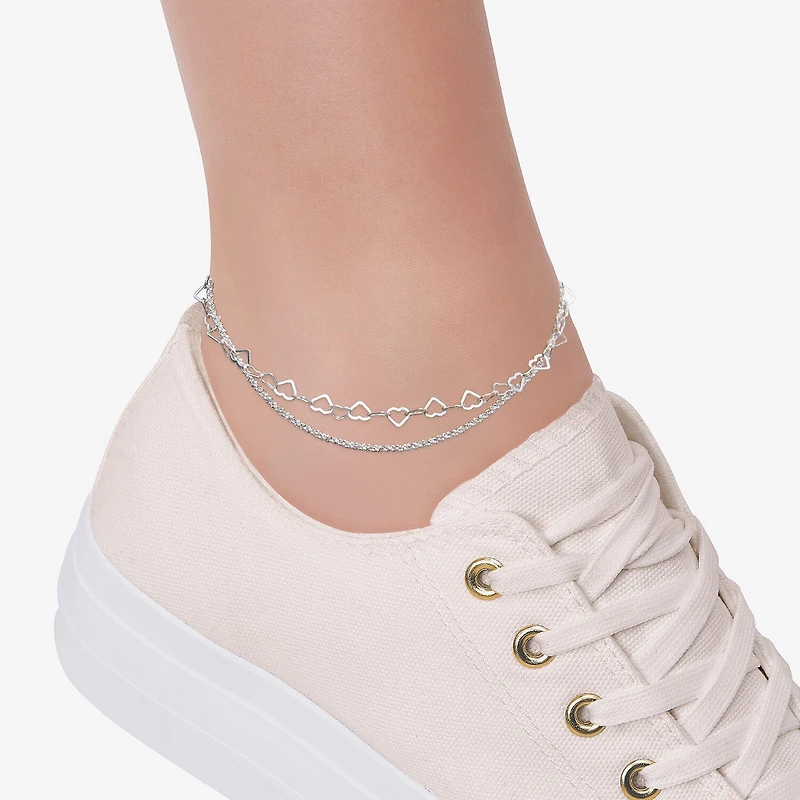 Made in Italy Womens Sterling Silver 10 Inch Solid Link Ankle Bracelet