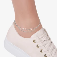 Made in Italy Womens Sterling Silver 10 Inch Solid Link Ankle Bracelet