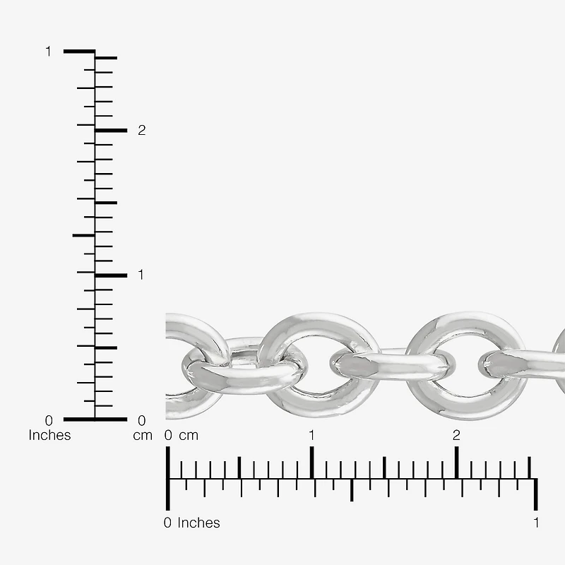 Made in Italy Womens Sterling Silver 7.5 Inch Hollow Rolo Chain Bracelet