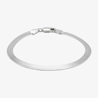 Made in Italy Womens Sterling Silver 7.5 Inch Solid Herringbone Chain Bracelet