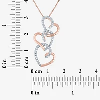 G-H / Si2-I1 Womens 1/10 CT. T.W. Lab Grown White Diamond 14K Rose Gold Over Silver Heart 18 Inch Pendant Necklace