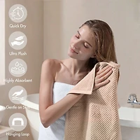 Madison Park Diagonal Ribbed 500gsm Cotton Zero Twist -pc. Quick Dry Bath Towel Set