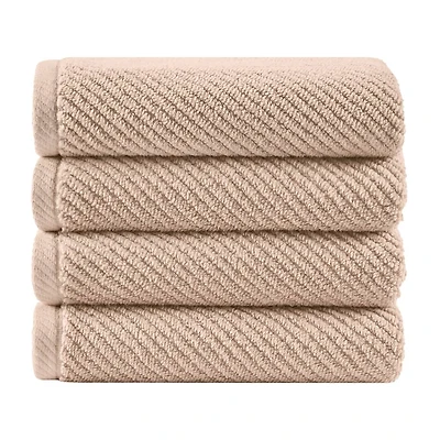 Madison Park Diagonal Ribbed 500gsm Cotton Zero Twist 4-pc. Quick Dry Bath Towel Set