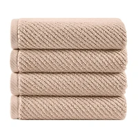 Madison Park Diagonal Ribbed 500gsm Cotton Zero Twist 4-pc. Quick Dry Bath Towel Set