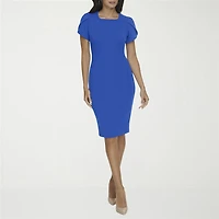 Marc New York Womens Square Neck Short Sleeve Sheath Dress