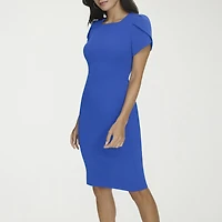 Marc New York Womens Square Neck Short Sleeve Sheath Dress