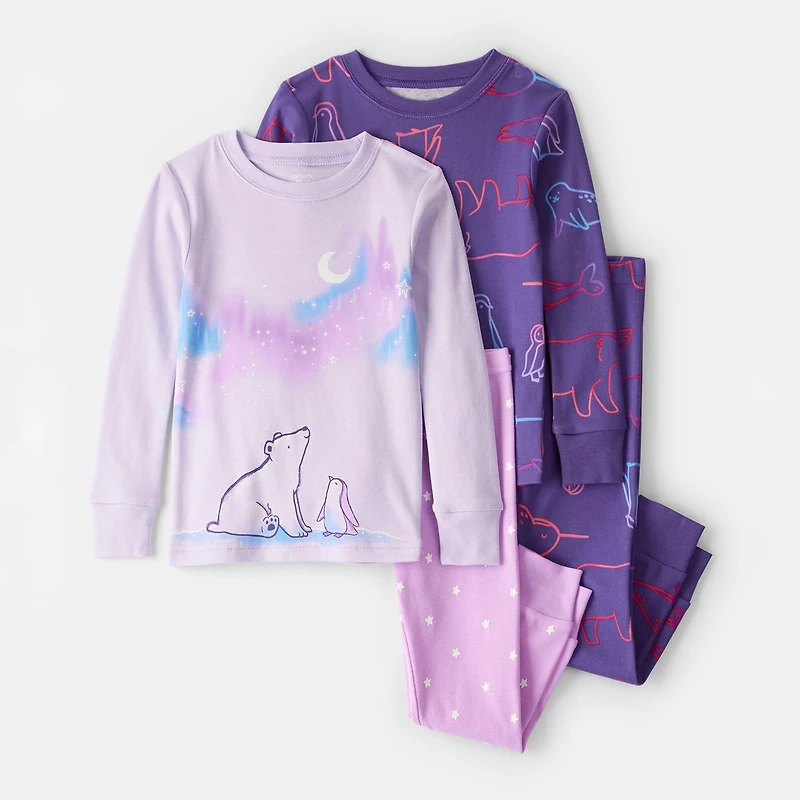 Carter's Baby Girls Round Neck Long Sleeve 4-pc. Pajama Set