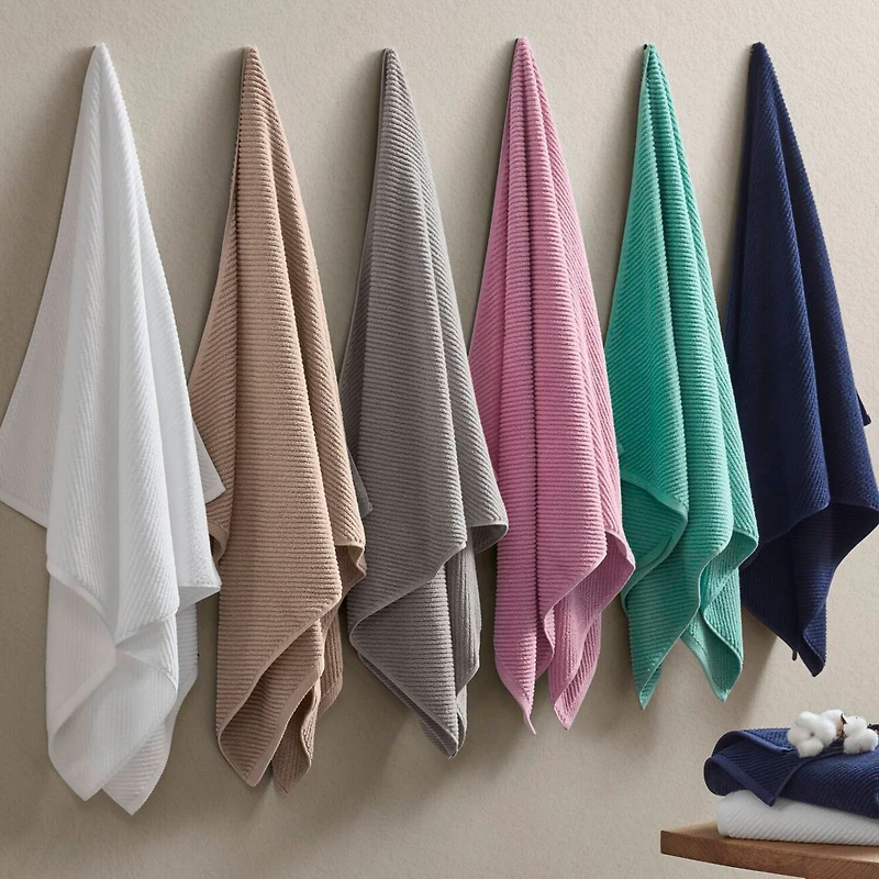 Madison Park Diagonal Ribbed 500gsm Cotton Zero Twist 4-pc. Bath Towel Set