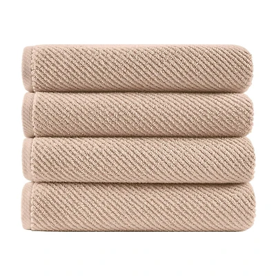 Madison Park Diagonal Ribbed 500gsm Cotton Zero Twist 4-pc. Bath Towel Set