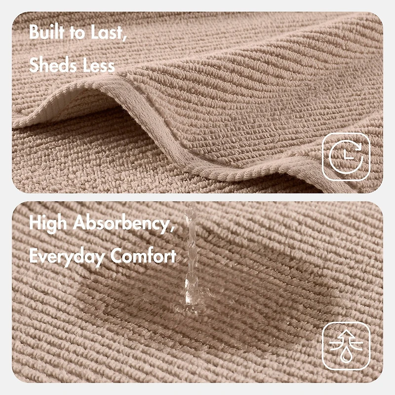 Madison Park Diagonal Ribbed 500gsm Cotton Zero Twist 4-pc. Bath Towel Set