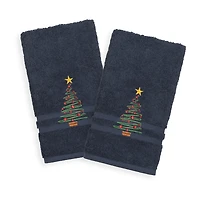 Linum Home Textiles Christmas Tree 2-pc. Embellished Hand Towel
