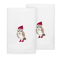 Linum Home Textiles Christmas Baby Owl 2-pc. Embellished Hand Towel