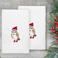 Linum Home Textiles Christmas Baby Owl 2-pc. Embellished Hand Towel