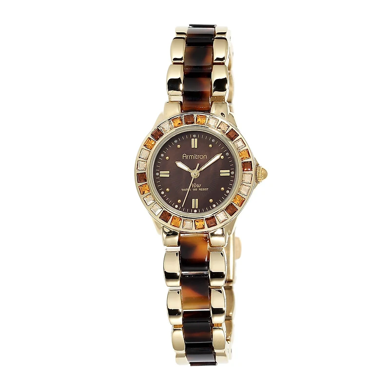 Armitron® Now® Womens Crystal-Accent Tortoise-Look Bracelet Watch