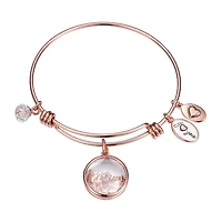 Footnotes Mom Womens Crystal Stainless Steel Round Bangle Bracelet