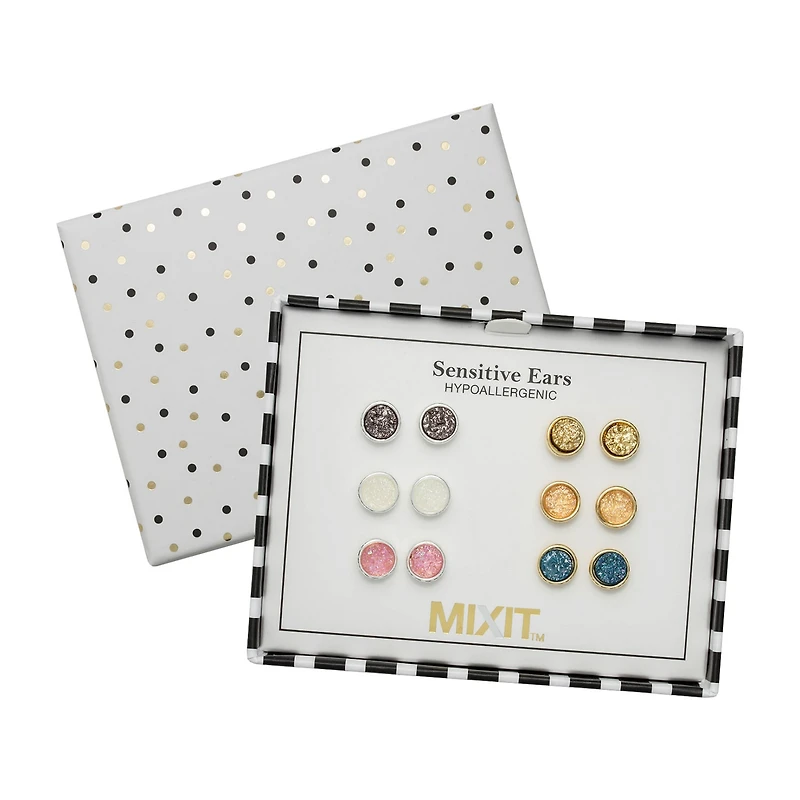 Mixit Womens Round Hypoallergenic 6 Pair Earring Set
