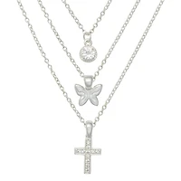 Mixit Womens Cubic Zirconia Butterfly Cross Hypoallergenic 3-pc. Necklace Set