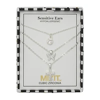 Mixit Womens Cubic Zirconia Butterfly Cross Hypoallergenic 3-pc. Necklace Set