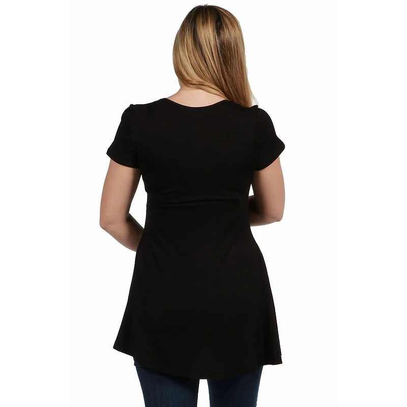 24/7 Comfort Apparel Cap Sleeve Soft Flare Hem Tunic Top