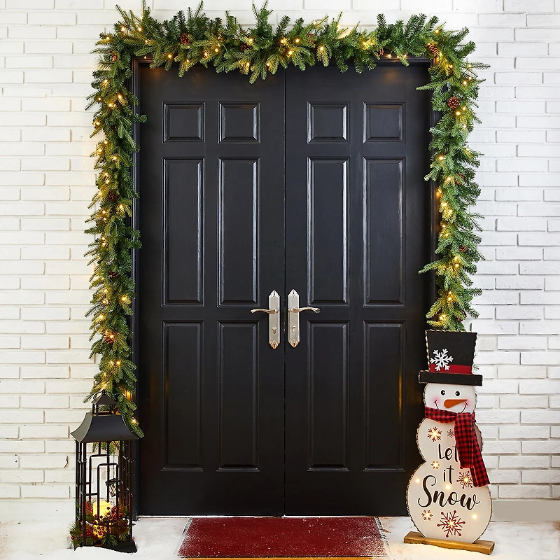 Glitzhome 2-Pack Pre-Lit Indoor Christmas Garland Set