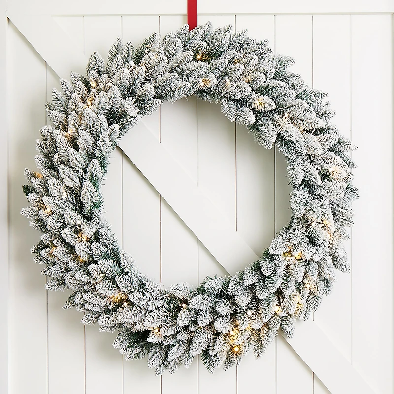 Glitzhome Oversized Snow Flocked Indoor Christmas Wreath