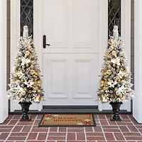 Glitzhome 5 Foot Pre-Lit Flocked Pine Christmas Tree