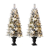 Glitzhome 5 Foot Pre-Lit Flocked Pine Christmas Tree
