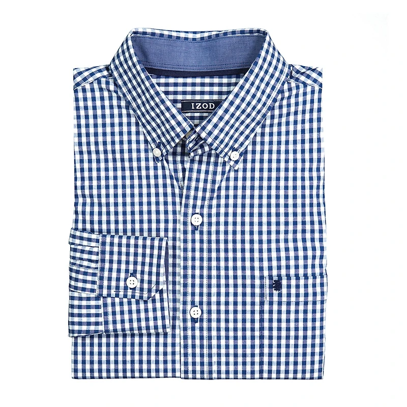 IZOD Performance Comfort Mens Long Sleeve Classic Fit STRETCH FABRIC Wrinkle Free Button-Down Shirt