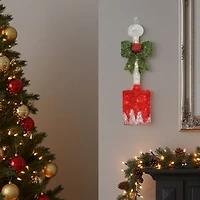 32'' Lighted Tinsel Snow Shovel with Bow Christmas Window Decoration