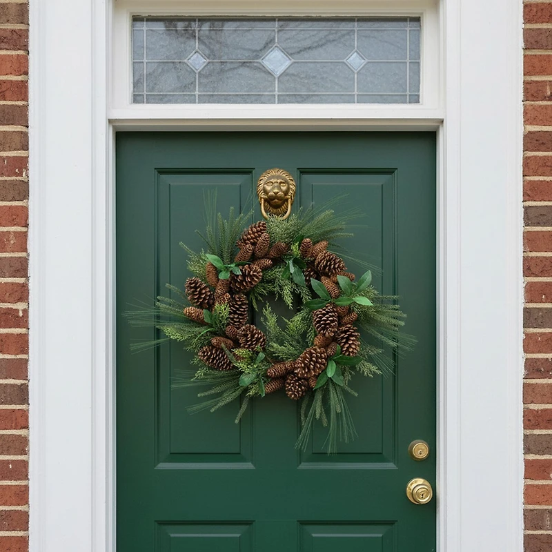 Green Foilage with Mixed Pinecones Artificial Christmas Wreath - 24-Inch Unlit